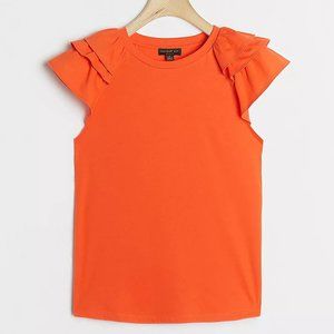 NWT Anthropologie Rhea Orange-Red Ruffled Tank XS